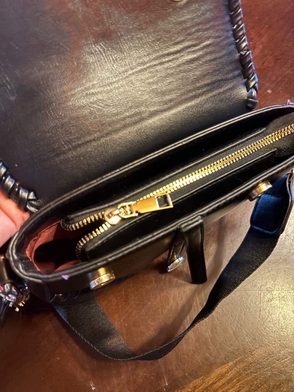 Upcycled Inspired Crossbody Saddle Bag - Picture 9 of 10